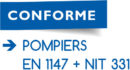 Logo conforme : POMPIERS EN 1147 + NIT 331