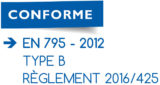Logo CONFORME : EN 795 - 2012 TYPE B RÈGLEMENT 2016/425